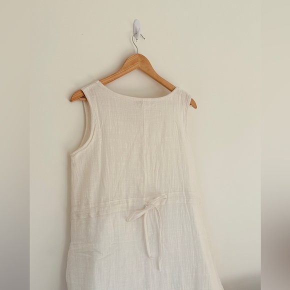 Sleeveless cotton mix maxi dress - fully lined - white - no tag - M - Picture 5 of 6
